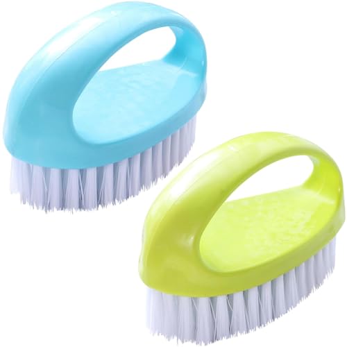 2 Pack Scrubbing Brushes for Cleaning, Heavy Duty Scrub Brush Nylon Stiff Bristles,Scrubber Cleaner Brush for Bathroom,Showe,Sink,Kitchen,Bathtub,Floor,Multi-Purpose Cleaning Brush (Green+Blue) - color: Green+blue