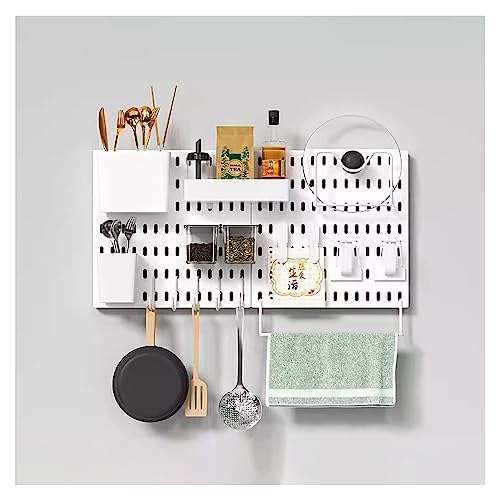 peg Board Display Stand, Kitchen Top Shelf Storage Wall Nail-Free Wall Plastic Hanging Board Free Punching Bathroom Accessories Hook(Style 2) - color: Style 2