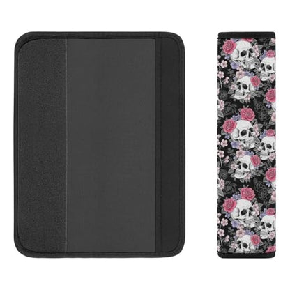 2 Piece Universal Soft and Comfortable Seat Belt Shoulder Pad for Kids, Most Cars, Gothic Skull Flowers Seat Belt Covers Cushion, Neck and Shoulder Support - color: Pattern 150