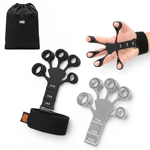 Finger Exerciser for Hand, Finger & Forearm Strength Training with Adjustable Resistance Levels, Ergonomic Finger Loops and Wrist Strap for Grip Workout & Daily Hand Exercise for Men