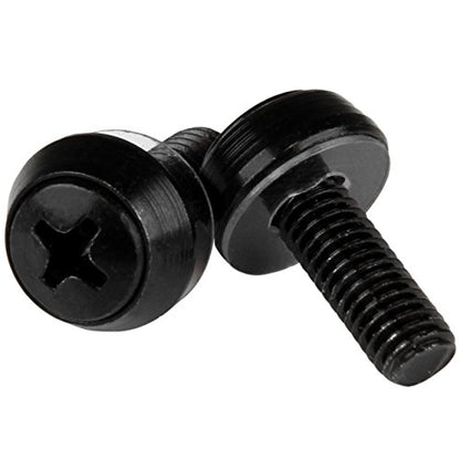 StarTech 50-Pack M6 12mm Mounting Screws, Black Steel, 19in & 10in, TAA | Fits cabinets and enclosures, Mounts servers and AV gear, GSA Schedule purchases - color: Black, size: 50-pack, style: Screw only