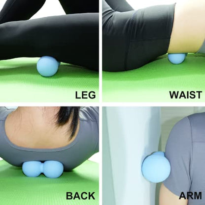 Hard Peanut Massage Ball, Double Lacrosse Massage Ball. Deep Tissue Massage Roller Mobility Ball for Physical Therapy Myofascial Release Muscle Relaxer Acupoint Massage (Blue) | Mobility Massager Tool for Deep Tissue Physical Therapy Myofascial Release Tr