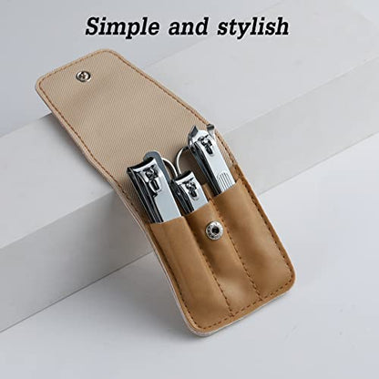 Nail Clipper Set, 6 Pcs Toenail Clippers, Stainless Steel Fingernail Clipper, and PU Leather Manicure Set, Gift Ideas (Beige) | Stocking Stuffer, Christmas Gift, Birthday Gift, for Men, Teen Boys, Dad, Husband, Boyfriend, Son, Brother - color: Beige