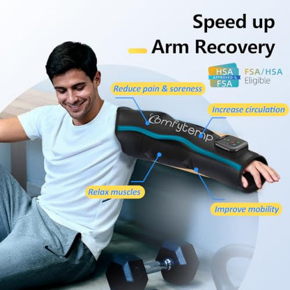 Comfytemp Air Compression Arm Massager for Circulation and Pain Relief, M | FSA Eligible HSA, Portable Full-Arm Compression Sleeve for Tennis Elbow, Edema, Ideal for Men Women (Fits Upper Arm 11"~15") - size: M, 11"~15"