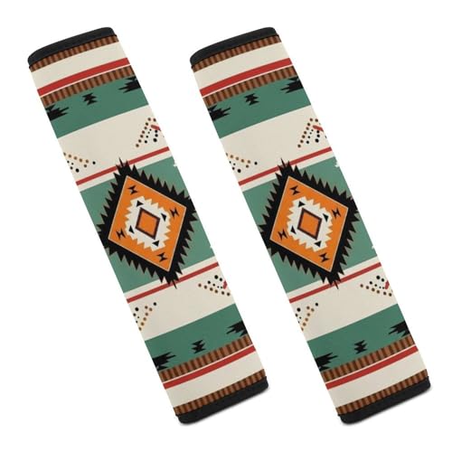 2 Pack Southwestern Boho Green Aztec Southwest Car Seat Belt Pad Soft Padded Harness Pads Strap for Child, Car Seats Pushchair Strollers High Chair Pushchair, Anti-Slip Pad - color: Pattern 975