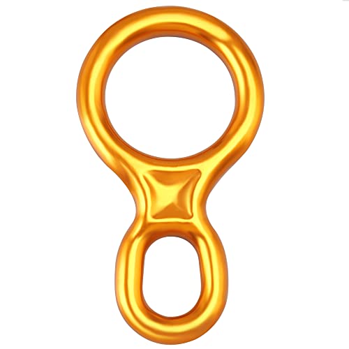 SOB 40KN Rescue Figure 8 Descender Belay Rappel Equipment Belay Rock Climbing Rigging Plate 7075 Aluminum Alloy for Climbing Belaying Rappelling Device - color: golden