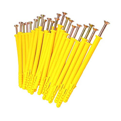 10 Set Screw and Anchors Set M6x135 Screw with 10x135 Plastic Expander Anchor Screw Hole Fillers and Screw Galvanized Plated for Drywall Hollow Wall Concrete Ceiling Tile Wood (Φ10-135mm,10set,M6x135) - size: Φ10-135mm
