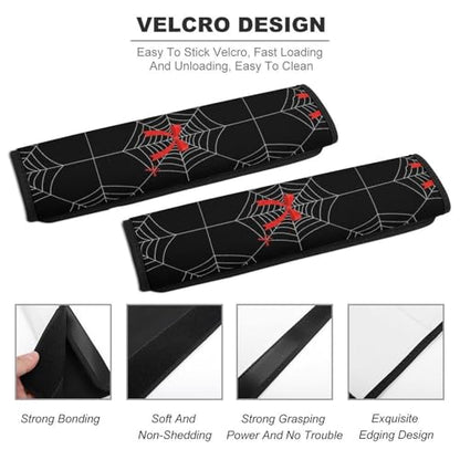 Universal Fit Seat Belt Shoulder Pad for Adult Use, Most Cars, 2 Pack Funny Halloween Spider Web Black and White Harness Pads Strap Pressure Relief - color: Pattern 1172