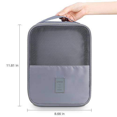 Mossio Shoe Bag Holds 3 Pair of Shoes for Travel and Daily Use Storage Pouch - color: Grey