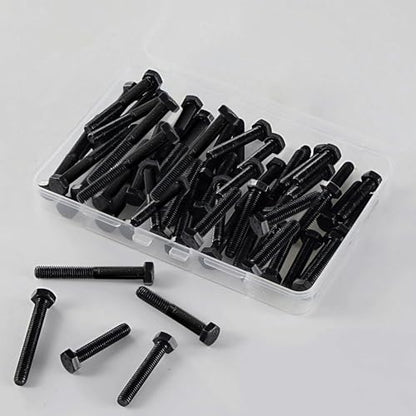 M6-1.0 Hex Head Screw Bolts - 30/35/40/45/50mm Length Kit, 12.9 Grade Alloy Steel, Hexagon Head Bolts, Black Oxide Finish, Full Thread,Quantity 50-Piece Set - size: 12.9-Hex-M6-30-50mm