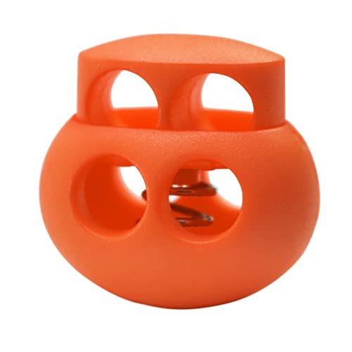 10 Pack Bungee Spring Cord Lock Fastener, Plastic Toggle Slider Stopper for Paracord DIY Crafting DrawString Clasp, Elastic Shoe Lace, Glove, Flashlight Rope Lock Clip Double Hole Adjuster - color: 08#: Orange 10pcs