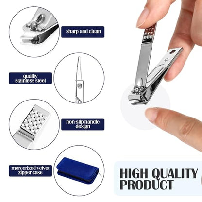 Coume 24 Sets Mini Manicure Set Bulk for Women Men Gifts for Coworkers Nail Grooming Kit 8 in 1 Nail Clippers Kit Luxurious Travel Case Stainless Steel Nails Clipper Set(Blue Series) - color: Blue Series