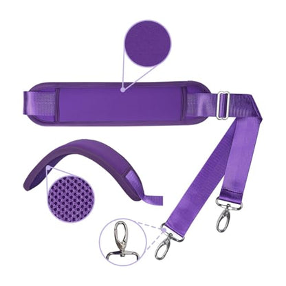 60 Inch Shoulder Strap for Bag with Removable Ultra-Thick Pad | 60" Shoulder Strap with Removable Thick Pad,Adjustable Buckles and Metal Hooks, for Briefcase/Laptop/Messenger/Luggage Bag - color: Purple