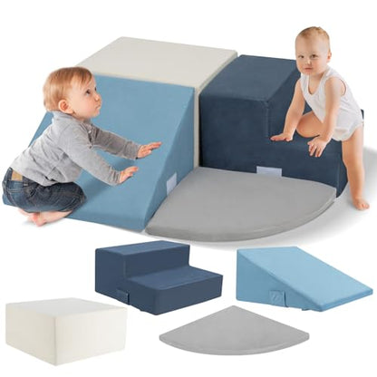 Capakiddo Large 4 Pcs Climbing Toys for Toddlers 1-3 | Odorless & Skin-friendly, Foam Climbing Blocks, Indoor Use, Velcro to Keep Together - color: Modern