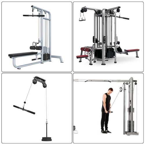 Pulldown Straight Bar Rotating Steel with Rubber Grips LAT Pull Down Handle for Pulley Cable Machine Triceps Training Rowing Machine Attachment for Home Gym Strength Exercise