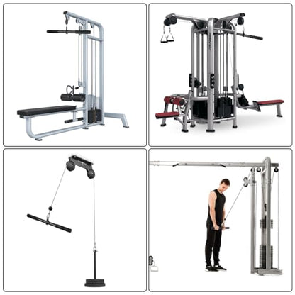 Pulldown Straight Bar Rotating Steel with Rubber Grips LAT Pull Down Handle for Pulley Cable Machine Triceps Training Rowing Machine Attachment for Home Gym Strength Exercise