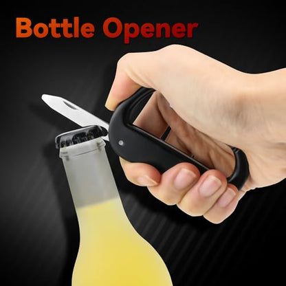 Multitool Carabiner with Pocket Knife, Stocking Stuffers Gifts for Men,Bottle Opener,Nail file,Small Scissors,EDC Carabiners Keychain,Survival Gear for Camping Hiking（Black) - color: Black