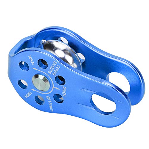 20KN Small Rope Pulley, Rock Climbing Pulley with Ball Bearings for Rock Climbing, Traction, Transportation, and More - color: Blue