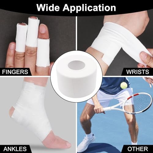 Athletic Sports Tape 1.5 Inch x 30ft, Elastic Athletic Wrist Ankle Tape Roll (2 Rolls, White, 1.5 Inch x 10 Yards) - color: White