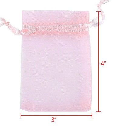 Boshen 100/200PCS Organza Gift Candy Sheer Bags Mesh Jewelry Pouches Drawstring Bulk for Wedding Party Favors Christmas (3" X 4"(100PCS), Pink) - color: Pink-3" X 4"(100PCS)