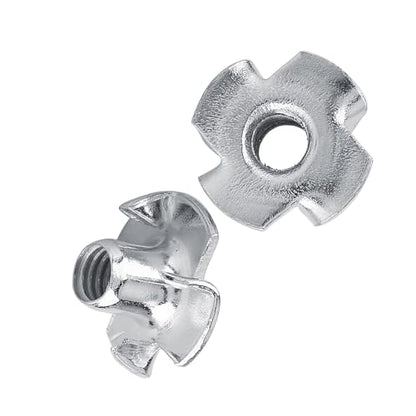 50pcs T Nuts,Zinc Plated Carbon Steel 4-Pronged Tee Nut for Wood, Rock Climbing Holds, Furniture (M5 (50 pcs/Pack)) - size: M5 (50 pcs/pack)