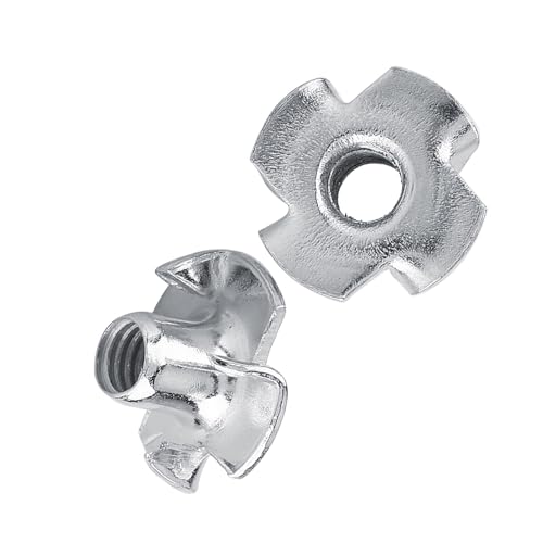 FLEXMAN Four Pronged T Nuts, Zinc Plated Carbon Steel Tee Nut 4 Claw Nut Assortment Kit for Rock Climbing Holds, Furniture, Cabinetry, Woodworking, Silver (M8 (30 Pieces/Package)) - size: M8 (30 pieces/package)