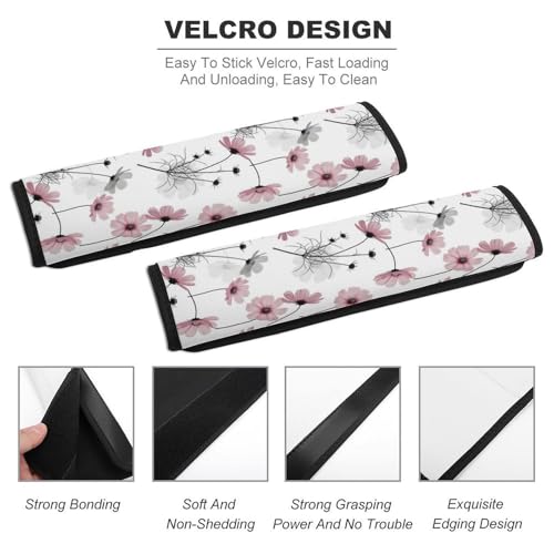 2 Pack Pink Grey Daisy Flower Seat Belt Shoulder Pad Universal Soft and Comfortable Seat Belt Covers Cushion for Kids, Most Cars, Comfortable Driving - color: Pattern 814