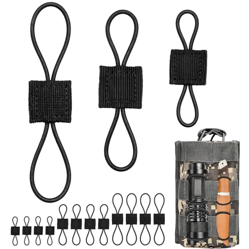 15PCS Tactical Bag Molle Attachment,3 Sizes Elastic Molle Webbing Binding Ribbons, Molle Backpack Attachments for Backpack and Outdoor Bag - color: Black