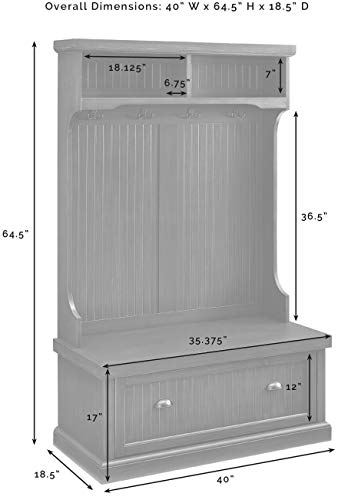 Crosley Furniture Seaside Hall Tree with Shoe Rack Bench and Hooks for Hanging Storage, Distressed Black - color: Distressed Black, style: Hall Tree