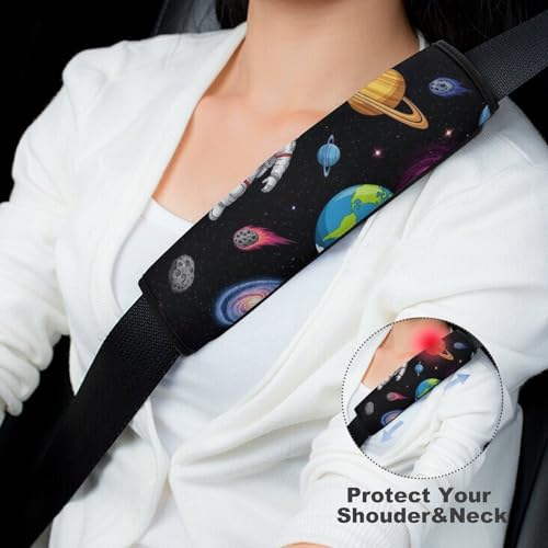 2PCS Space Planet Galaxy Astronaut Car Seat Belt Pad Universal Fit Seat Belt Covers Cushion for Kids, Car Seats Pushchair Strollers High Chair Pushchair, Easy Install (No Tool) - color: Pattern 336