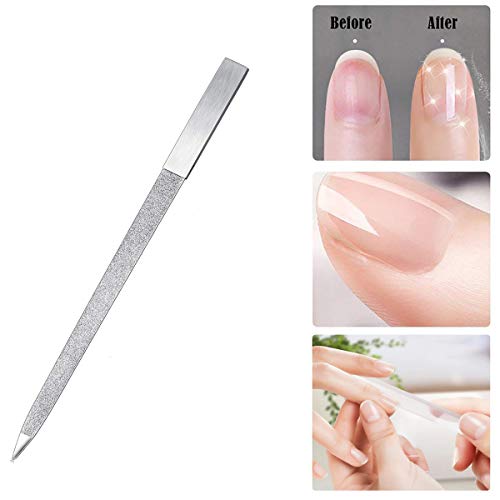 8 Pack Diamond Nail File Fingernail Files,7 Inch Stainless Steel | Double Side Nail File,Plastic Sleeves Packaged Individually,Diamond Flakes,Pointed Design,For Salon Home and Travel