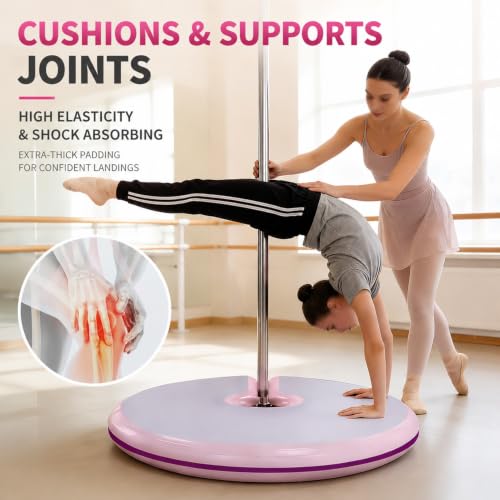 Pole Dance Crash Mat, Inflatable Safety Cushion, Folding Crash Exercise Pad, Non-Slip Base, Waterproof, Manual Pump Included for Home & Studio - size: 100*10cm/39.4*3.94in