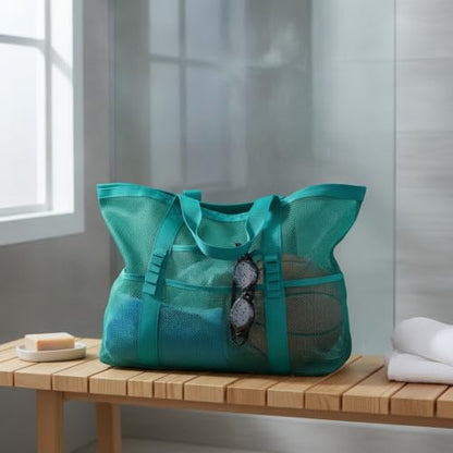 Mesh Drawstring Gym Bag, Breathable Nylon Storage for Wet Gear and Sports Equipment, 17 x 15 Inch (1 PC) - color: Green