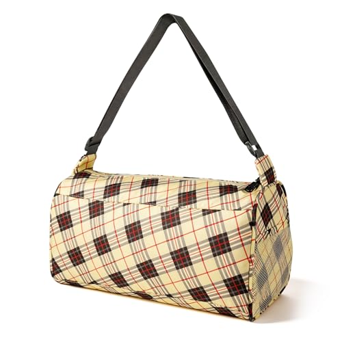 C&F BOGMOST Small Gym Bag for Women & Men,Small Lightweight Duffel Bag Carry On Bags Mini Duffel Travel Bag Waterproof Sports Bags for Workout/Sport/Trave,Line Grid - color: A1-Line Grid, size: 15 INCHES