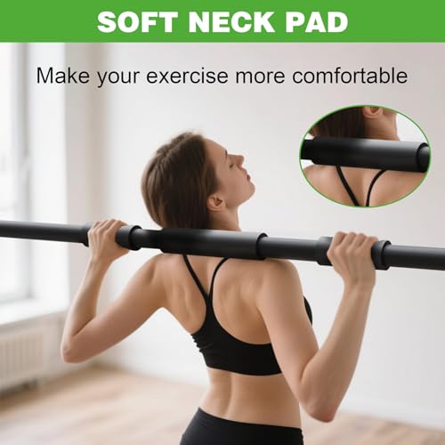 Yoga Stick for Stretching, 58 Inch Flexibility Training Bar with Neck Pad and Adjustable Foam Grips – Metal Exercise Stick for Physical Therapy, Mobility, and Balance