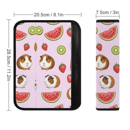 2PCS Fruit Cute Cartoon Animal Watermelon Kiwi Strawberry Guinea Pig Seat Belt Shoulder Pad Soft Padded Harness Pads Strap for Adults and Children, All Vehicles, Anti-Slip Pad - color: Pattern 1153
