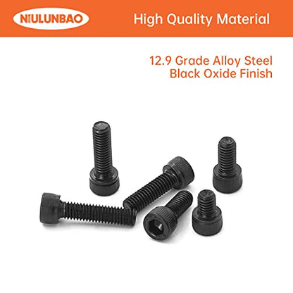 M6 x 8mm 12mm 16mm 20mm 25mm Hex Socket Head Cap Screws Bolts 12.9 Grade Alloy Steel, Black Oxide Finish, Metric Allen Hex Drive, Machine Fully Threaded, Assortment Kit 50PCS - size: M6 x 8/12/16/20/25mm (50PCS)