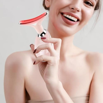 Facial Massager Red-Light-Therapy-for-Face and Neck, Face 𝖲 culpting Wand with 7 Color (Bright Pink) - color: Pink