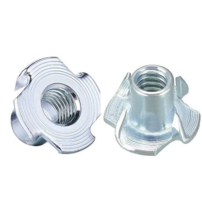 T Nuts 5/16-18(100 Pack), 5/16" Barrel Length,4-Pronged tee Nuts for Wood Furniture, Rock Climbing Holds, Cabinetry (5/16"-18) - size: 5/16"-18