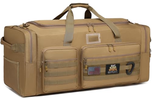 130L Extra Large Duffle Bag for Men, Heavy Duty Large Duffle Bag for Travel | Shoe Compartment, XL Sports Gym Equipment Bag for Hockey Football Baseball Basketball & More - color: Brown