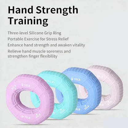 Generic 3 in 1 Hand Grip Strengthener Adjustable 50-70LB Silicone Forearm Exerciser for Climbing Fitness Office Hand Rehabilitation Grip Strength Trainer for Men Women - color: Green