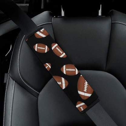 2 Pack Brown Black Football Sports Ball Car Seat Straps Shoulder Pads Universal Soft and Comfortable Seat Belt Cushion for Adults and Children, Stroller Pushchair High Chair - color: Pattern 1163