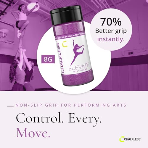Chalkless Elevate Grip Enhancer - Cheerleading, Gymnastics and Pole Fitness Hand Chalk, Cosmetic Grade, No Uniform Residue, Dance, Pole Grip & Cheer Accessories (8g)