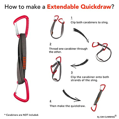 GM CLIMBING 16mm Nylon Sling Runner 22kN / 4950lbf CE UIAA Certified - color: Green, size: 30cm / 12inch | Single Unit