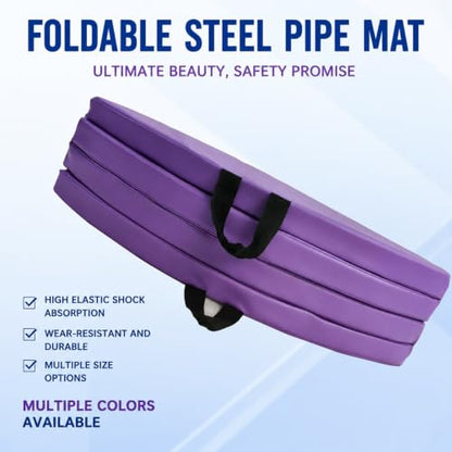 Pole Dance Crash Mat, Stripper Pole Mat with Pearl Cotton Filling & PU Leather, for Fitness Gymnastics Yoga Home Studio, 4 Panel Foldable, Easy Storage - size: 120*5cm/47.2*2in