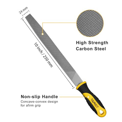 TARIST 10 inch Flat Metal File, Professional Carbon Steel file, Tool Sharpener for Professionals and DIY - size: 10 inch