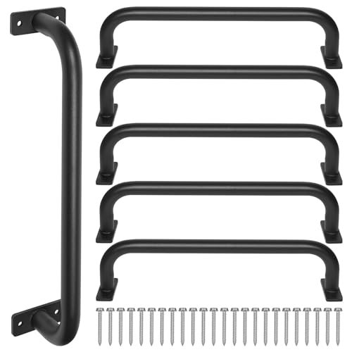 ESPETS 17 Inch 6 Pieces Black Heavy Duty Metal Handles for Playground | Swing Set Accessories Grab Handles, Playset Hand Grips,Indoor & Outdoor Monkey Bars for Jungle Gym, Playhouse, Climbing Frame - color: Black