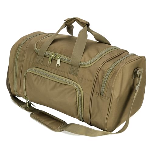 Tactical Gym Duffel Bag for Men Women with Separate Shoe Compartment | Built for sports, travel, camping, and hunting, with easy carry and organized space for clothes and daily gear - color: A-Green