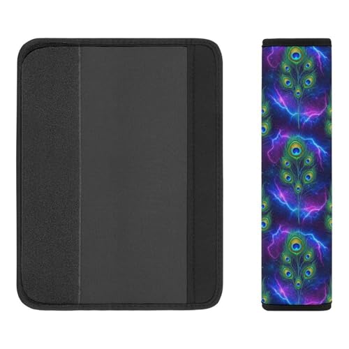 2 Pack Peacock Galaxy Purple Blue Car Seat Straps Shoulder Pads Universal Soft and Comfortable Seat Belt Cushion for Adults and Children, Stroller Pushchair High Chair - color: Pattern 353