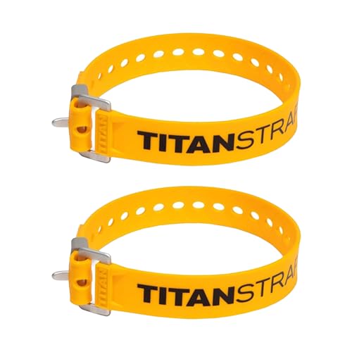 Titan Industrial Straps – Strong & Simple Tie-Downs for Construction (Welders, DIY Home) & 1st Responders – 3 Year Warranty, Batch Tested – 70 lb. Working Load, 20" Length, School Bus Yellow, 2-Pack - color: School Bus Yellow, size: 20" Length / 2-Pack